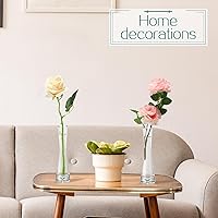 Vista 5 de Sliner 6 jarrones altos de cristal para centros de mesa, jarrón transparente de María Bud, pequeño jarrón de flores individuales, jarrones