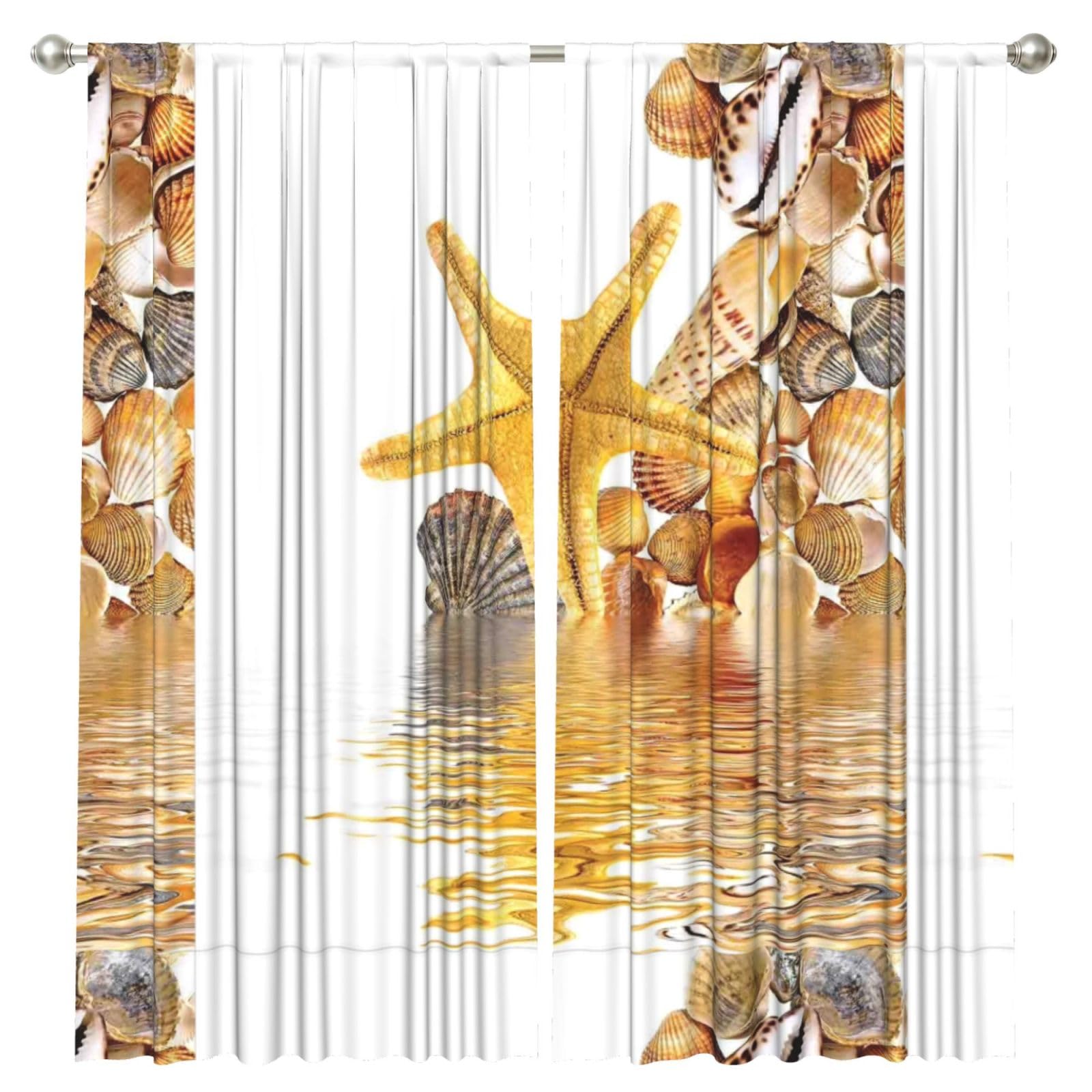 InOmak Starfish, 2 Panels Window Curtains 52 x 84 Inch Blackout Curtains for Living Room Bedroom