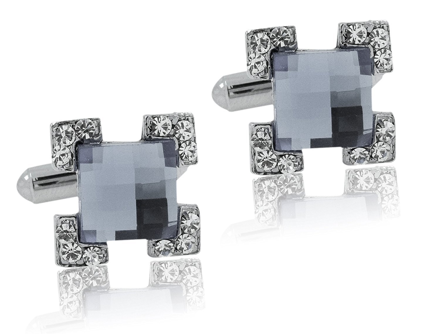 zivom Square Faceted Stone American Diamond CZ Rhodium Office Formal Shirt Blazer Cufflink Pair Men Gift Box-picture-30