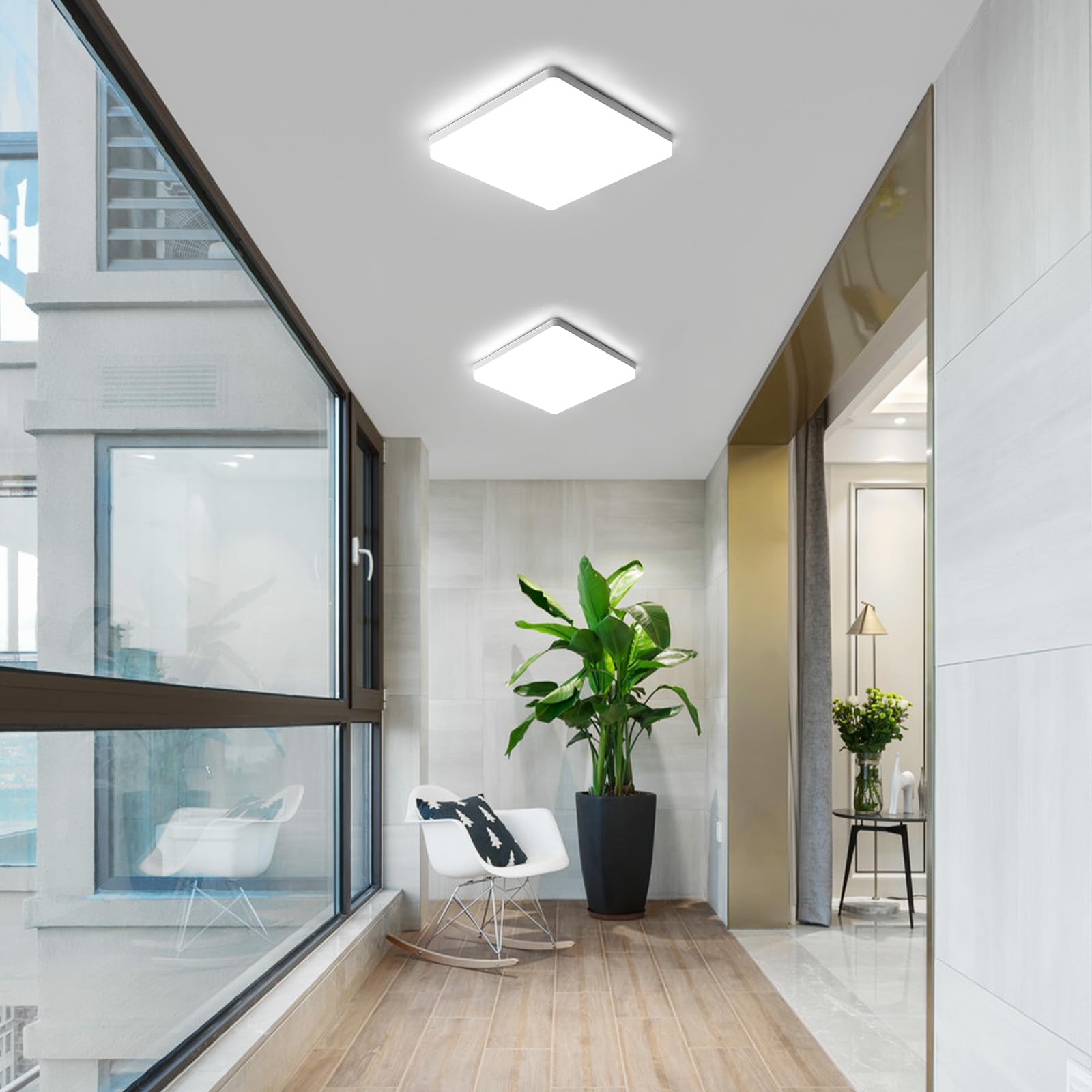 Riserva Plafon LED Techo Moderna 48W, IP44 Lámpara de Techo Cuadrada para Oficina, Baño, Pasillo, Dormitorio, Cocina, Sala de Estar, 6500K Blanco Frío, 2 Piezas | Lámpara de Techo para Oficina, Baño, Pasillo, Dormitorio, Cocina, Sala de Estar