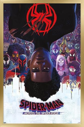 Miniatura 1 de Trends International Marvel Spider-Man Across the Spider-Verse - Póster oficial de pared de una hoja, 22.38 x 34 pulgadas, versión enmarcada en oro