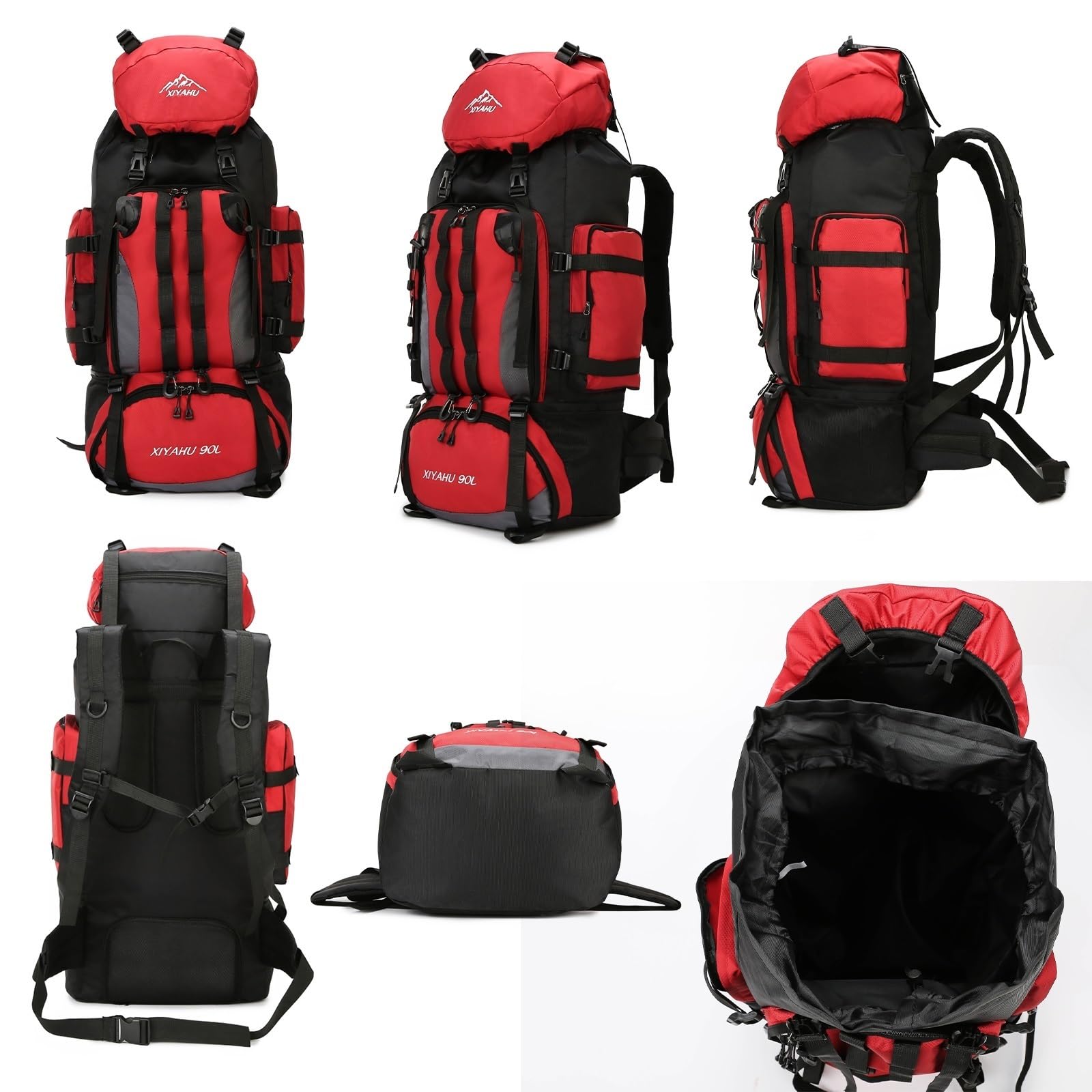 90L piesze wycieczki plecak kempingowy torba trekkingowa plecak o dużej pojemności podróżny sprzęt sportowy na świeżym powietrzu dla mężczyzn(Black)