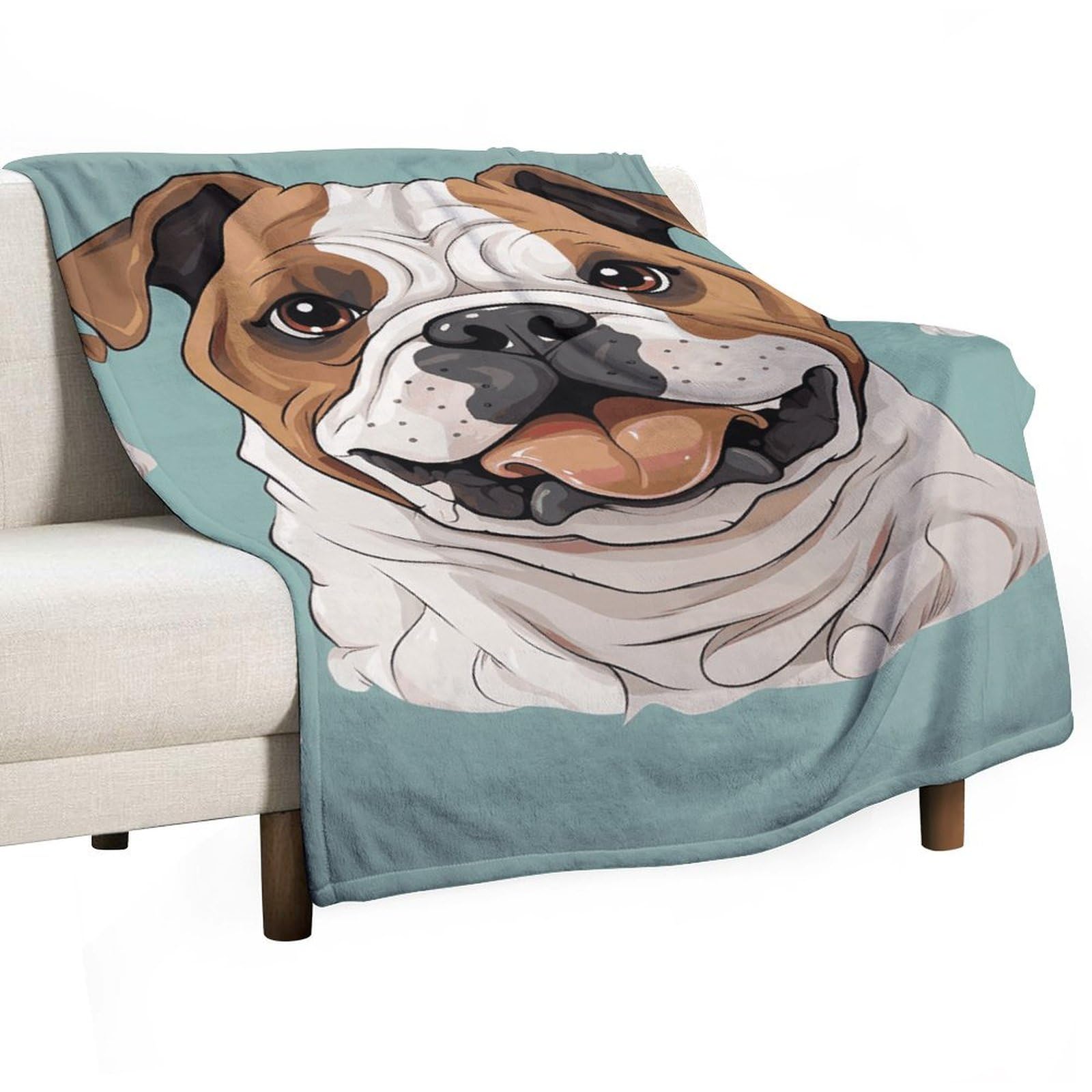Couverture flanelle bouledogue anglais plaid polaire chaud et léger pour lit de chambre