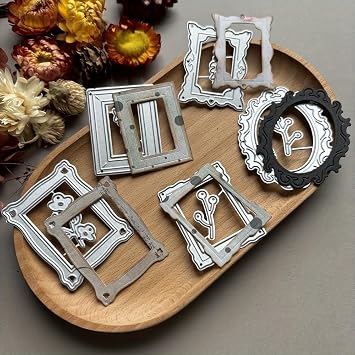 LZBRDY Cutting Dies for Frames, Background Design Template for Scrapbooking, Greeting Cards, Album Photos, DIY Paper Crafts, Cardstock 5pcs Photo Frames 4.6 x 3.9 in