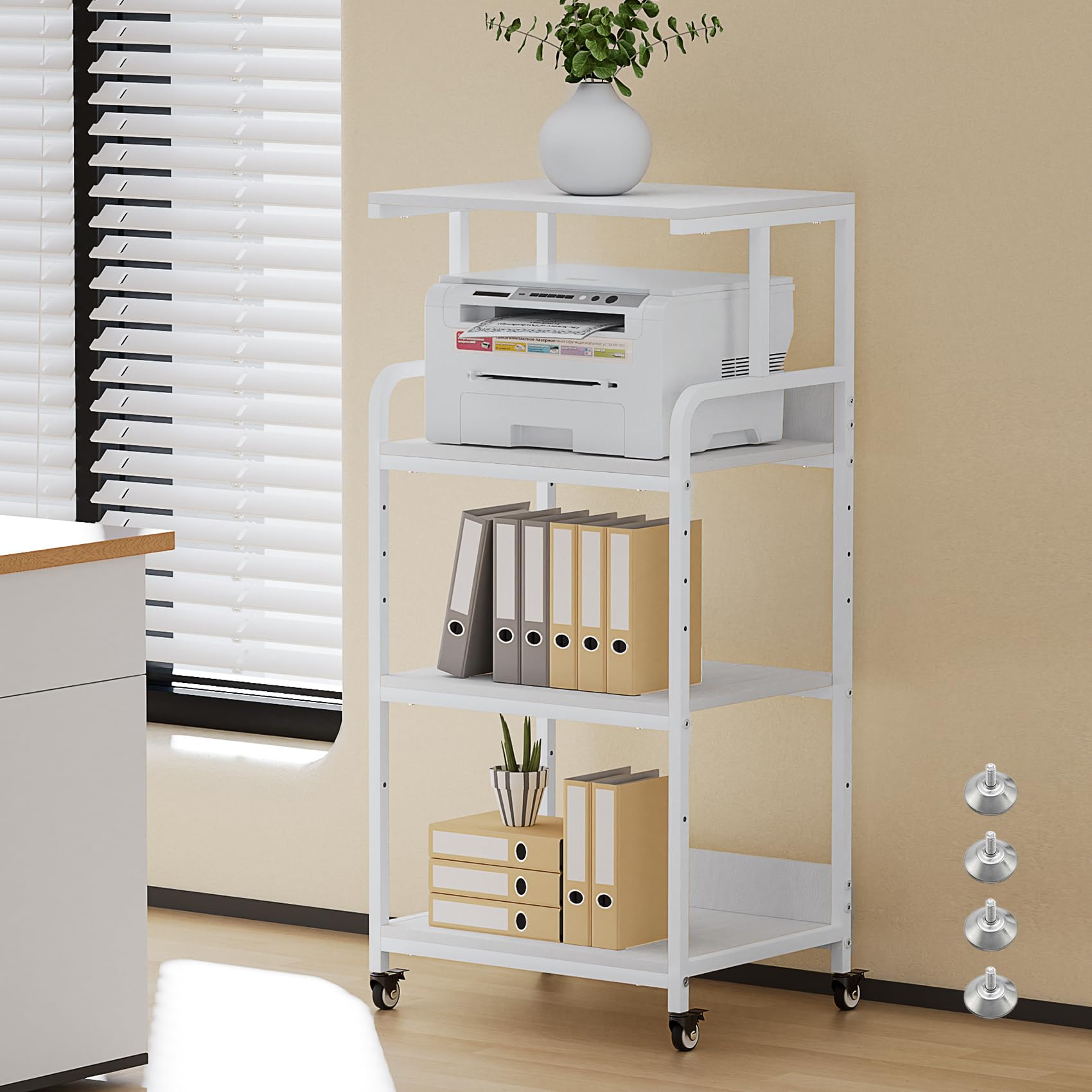 Photo 1 of Vokumba 4-Tier Printer Stand with Storage - White