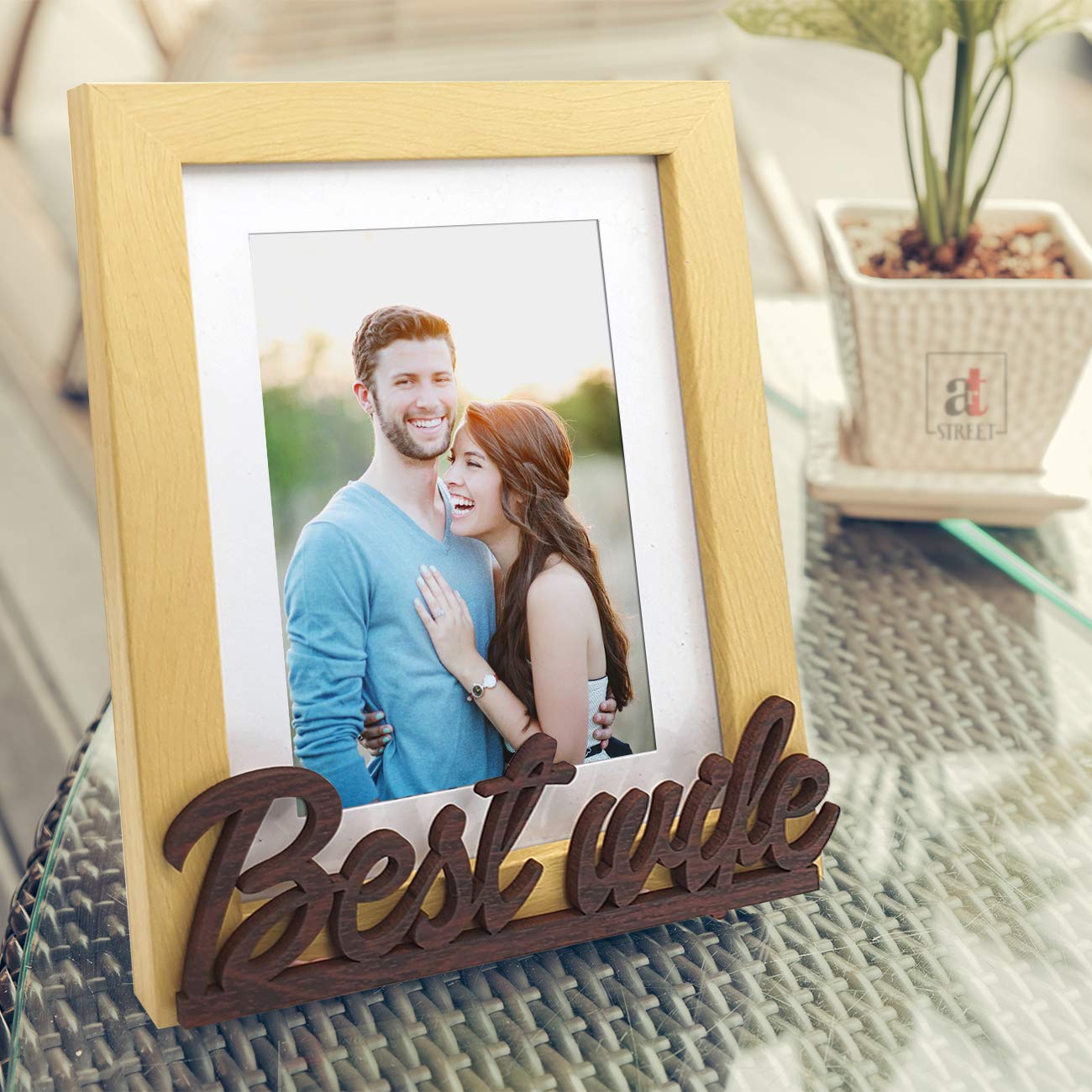 Art Street Best Wife Table Photo Frame Beige and Brown for Valentine Day/love gift (Photo size 6X8) (B0844XKTH9) Amazon Price History, Amazon Price Tracker