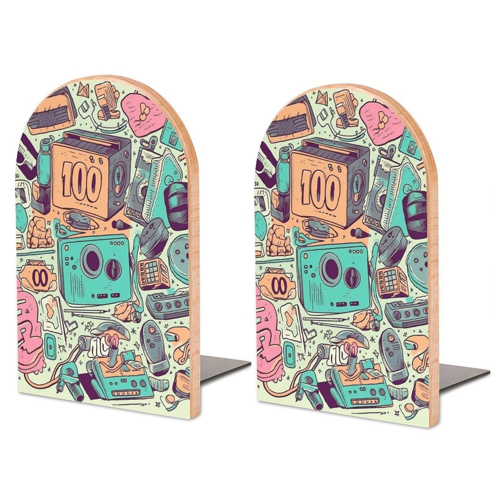 Serre-livres réglables en bois I Love The 90s pour grands livres lourds
