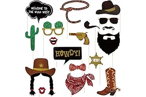 Tinksky 18 Pack Cowboy Photo Booth Props