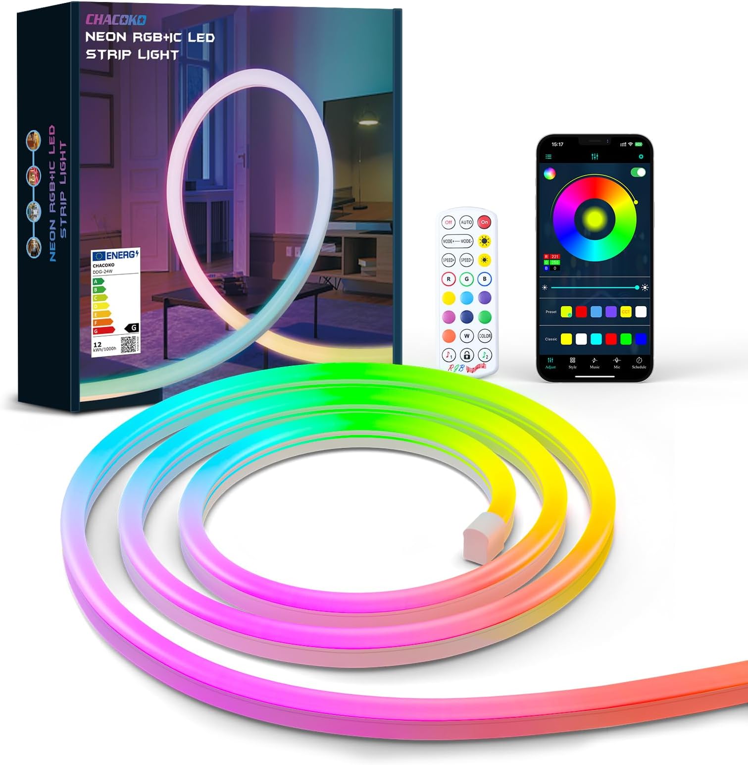 Riloer Strisce LED Neon Per Moto - Telecomando RGB, Impermeabile, 5050SMD - Luci Decorative Sottoscocca - Foto 10