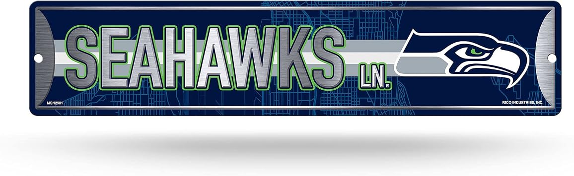 Rico Industries NFL Metal Street Sign Metal Street Sign 4" x 15" Home Decor - Bedroom - Office - Man Cave