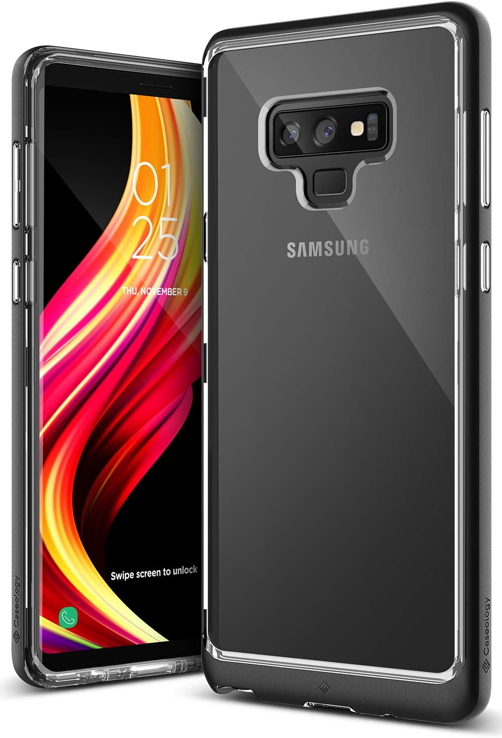 Caseology Skyfall for Galaxy Note 9 Case (2018) - Clear Back & Slim Fit - Matte Black