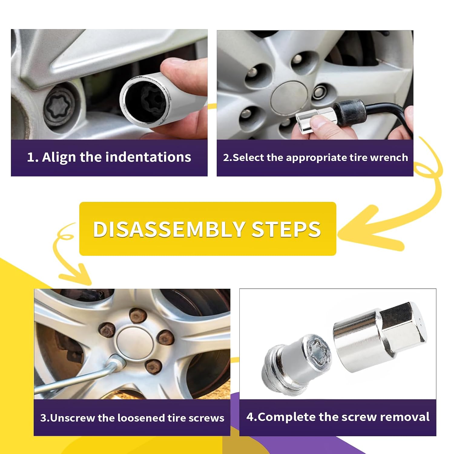 Upgrade D-Wheel Lug Nut Removal Tool Compatible with Most Toyota & Lexus, Professional Wheel Lock Key for Dismantling and Installing Wheels Anti-Theft Durable Nuts Automotive Tools