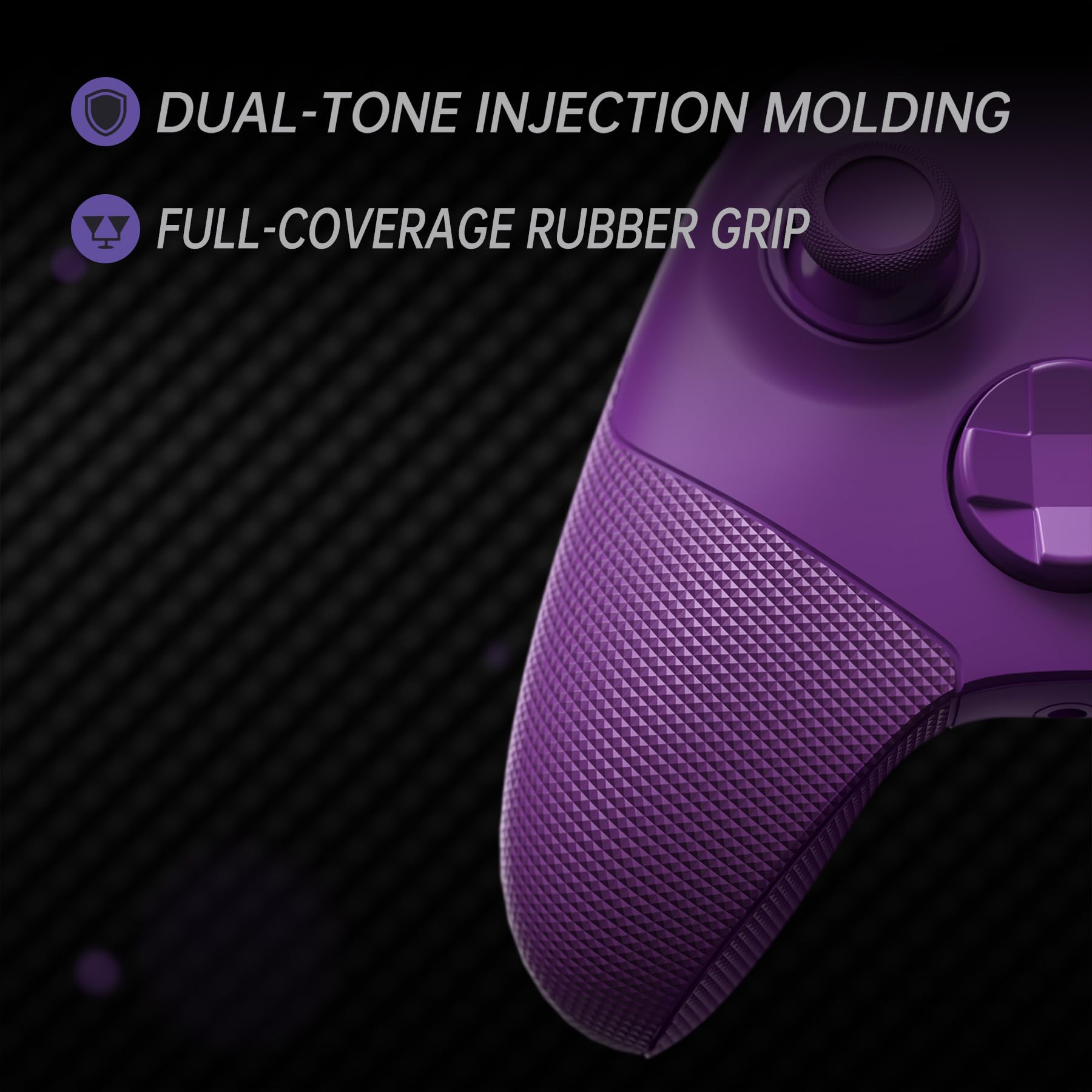 eXtremeRate ASR Version Full Case & Tasten Set für Xbox Series X/S Controller, Custom Faceplate/Backplate/Gummierte Griff Gehäuse/Trigger Stop Mod Kit für Xbox Core Gamepad–Diamond Textur Nebelviolett