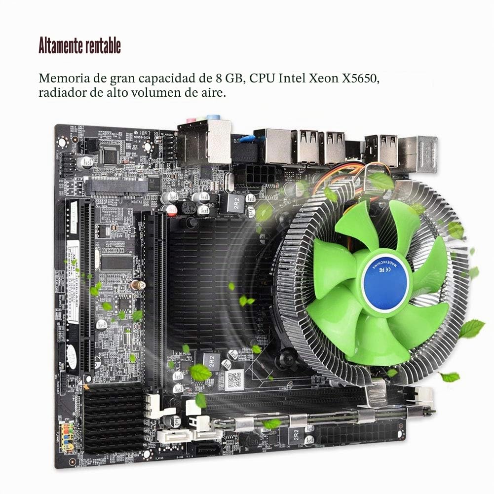 Kit de Tarjeta Madre para PC de Escritorio, Placa Madre X58 + CPU de 2.66 GHz para Intel Xeon X5650 + 8G DDR3 1333MHz Memoria + Ventilador de enfriamiento de 2500 RPM