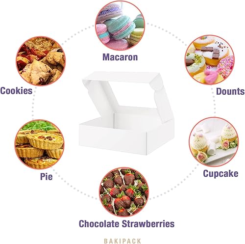 Miniatura 4 de 25 cajas blancas de panadería con ventana, cajas para pasteles de 9 x 7 x 2.5 pulgadas con ventana, cajas de golosinas para panadería pequeña,