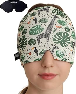 EYEBODCARE Migraine Relief Cap, Reusable Headache Relief Cap with Hot & Cold Therapy, Soothing Headache Hat, Odorless Gel Ice Head Wrap for Tension, Stress, Sinus & Headache, Rainforest Style, 1Pc