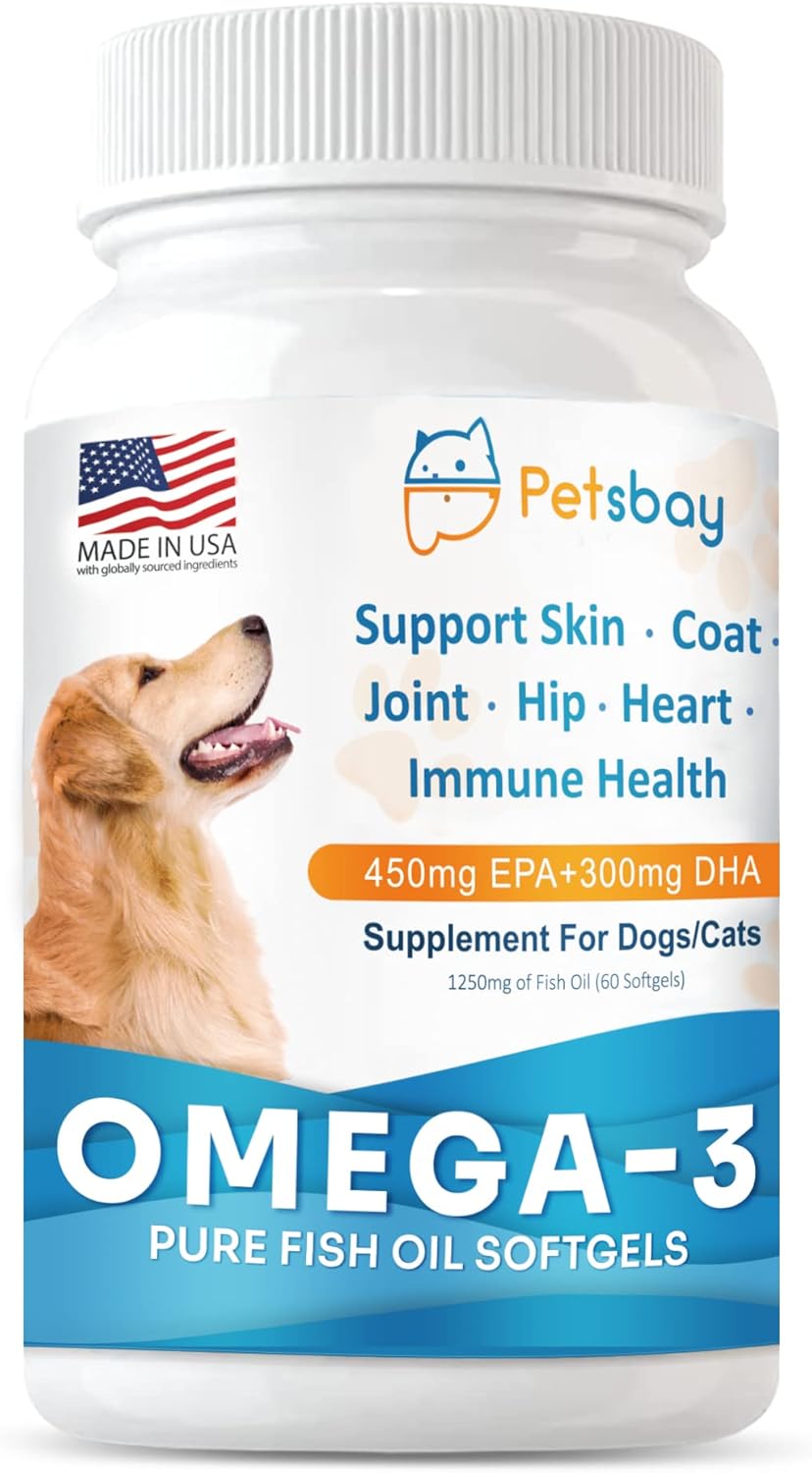 Omega 3 Fish Oil for Dogs, 1250mg High Natural Omega3, DHA, EPA Fish