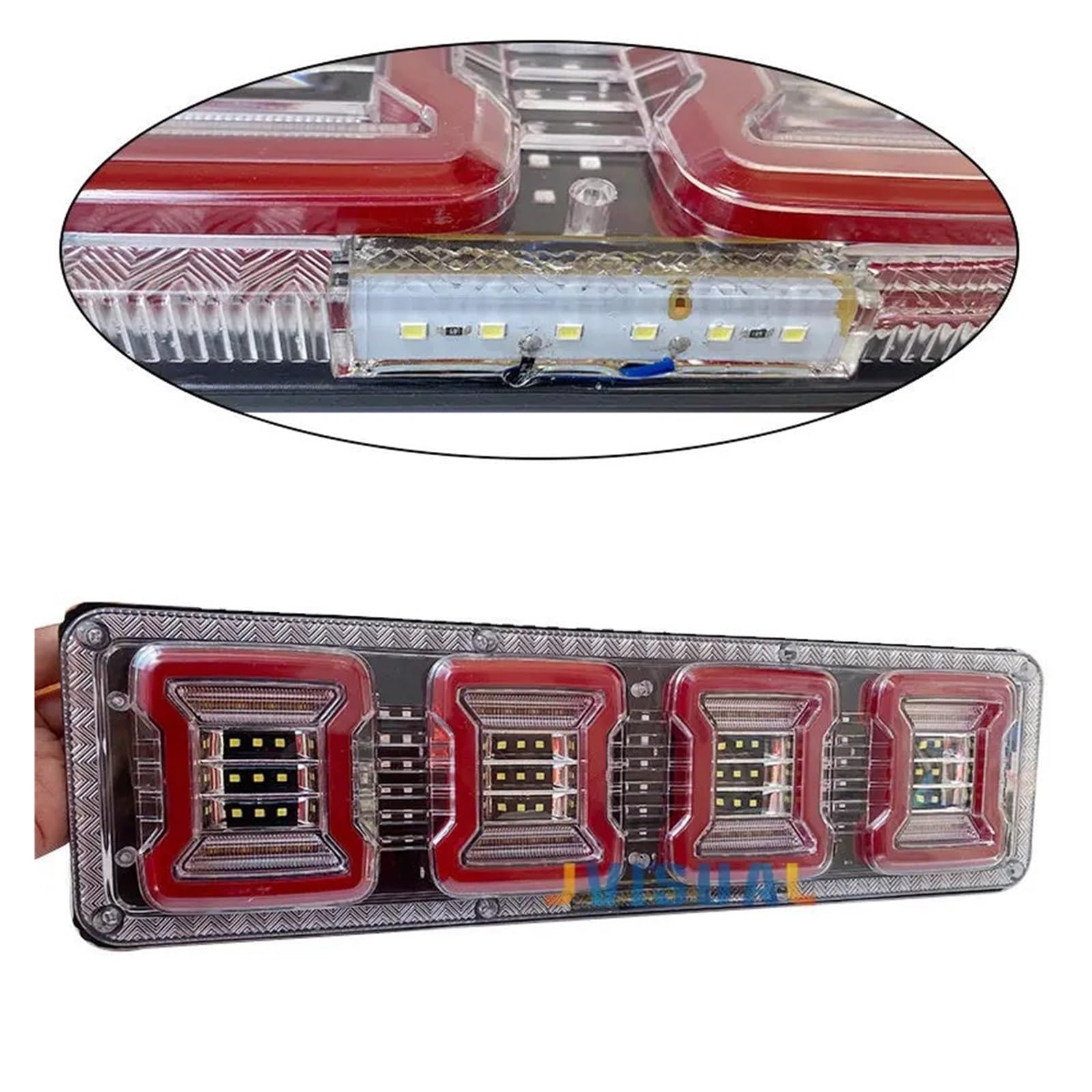 Luz trasera impermeable for camión, remolque, caravana, luz de advertencia, luz trasera, parada, camión, freno de autobús, lámpara de giro inverso(2X 33cm,12V)