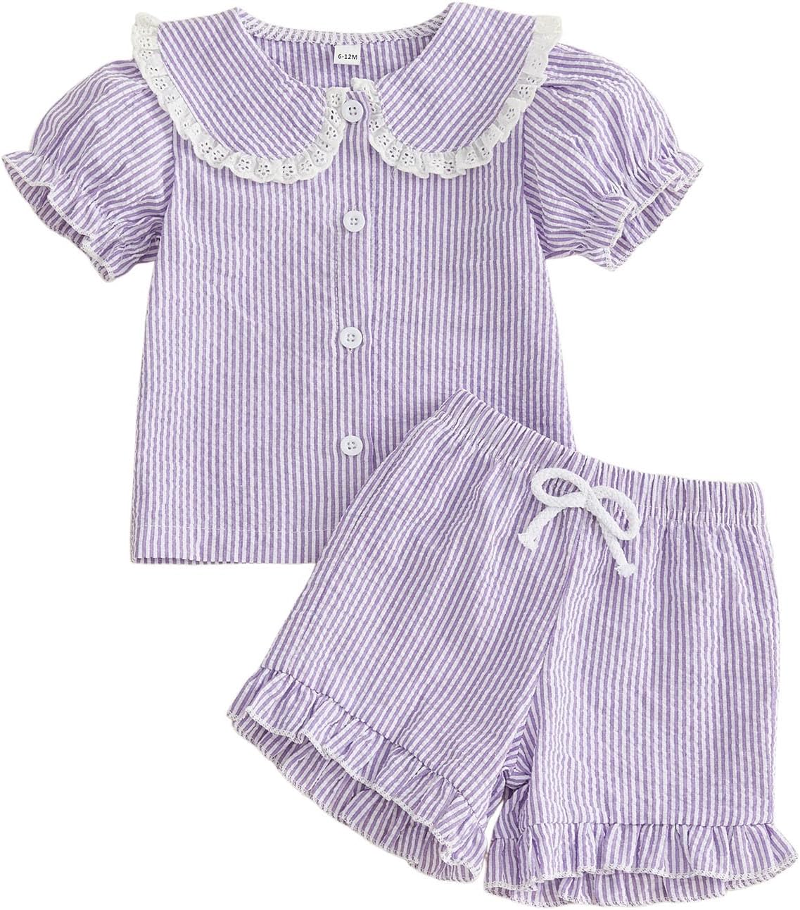 Toddler Girl Plaid Outfit Lace Trim Puff Sleeve Tops and Shorts Baby Girl Shorts Set Cute Summer Clothes