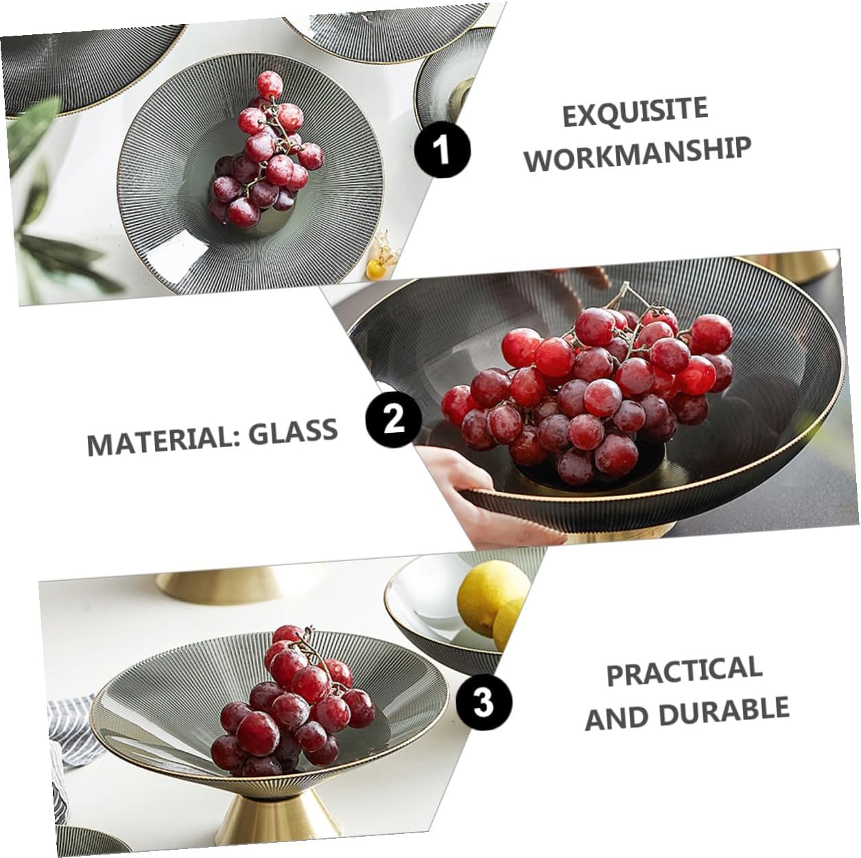 Tall Glass Pedestal Fruit Bowl for Kitchen Counter, 10.5-inch Snack Plate with Footed Base, Household Dining Table Fruit Tray for Living Room and Coffee Table Decor