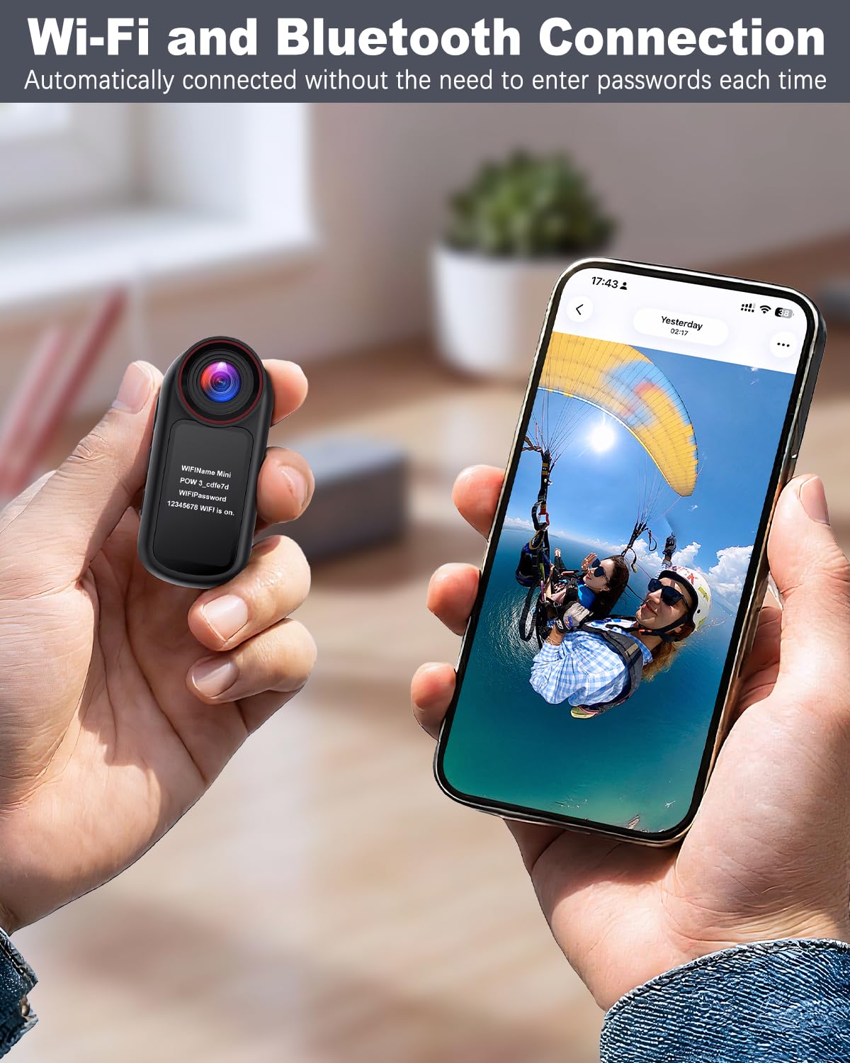 4K Mini Body Cam mit 1,5-Zoll-Display, POV Wearable Action Cam mit EIS & WiFi, Magnetische Daumenkamera, Tragbare Helm-/Brust-/Haustierkamera für Vlogging, Wandern, Radfahren, Skifahren, Motorrad | POV Wearable Action Cam, EIS & WiFi, Magnetische Daumenka
