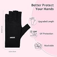 Vista 5 de Guantes UV AIRSEE para lámpara de uñas, guantes profesionales de protección UV UPF50+ para manicuras y arte de uñas, guantes sin dedos que protegen