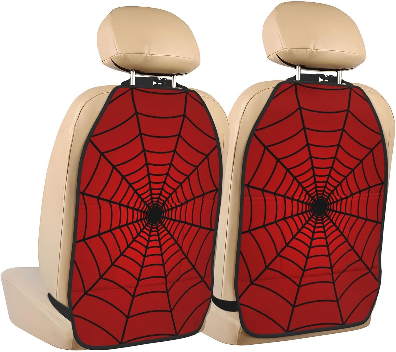 2 Pack Car Kick Mats Back Seat Protector Waterproof Back Seat Organizer with 3 Mesh Storage Pockets, Universal Fit Automotive Backseat Guard (Red)