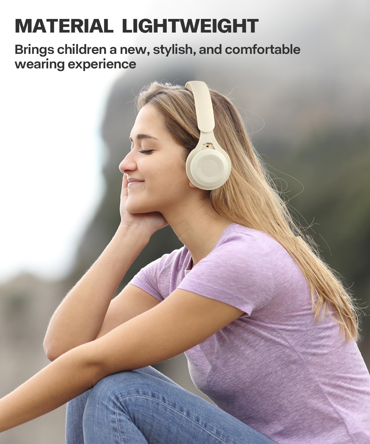 Dziecięce słuchawki nauszne Bluetooth, bezprzewodowe zestawy słuchawkowe Bluetooth 5.3, wbudowany mikrofon, wygodne noszenie i dźwięk HD, słuchawki dla dzieci dla chłopców, dziewcząt, do