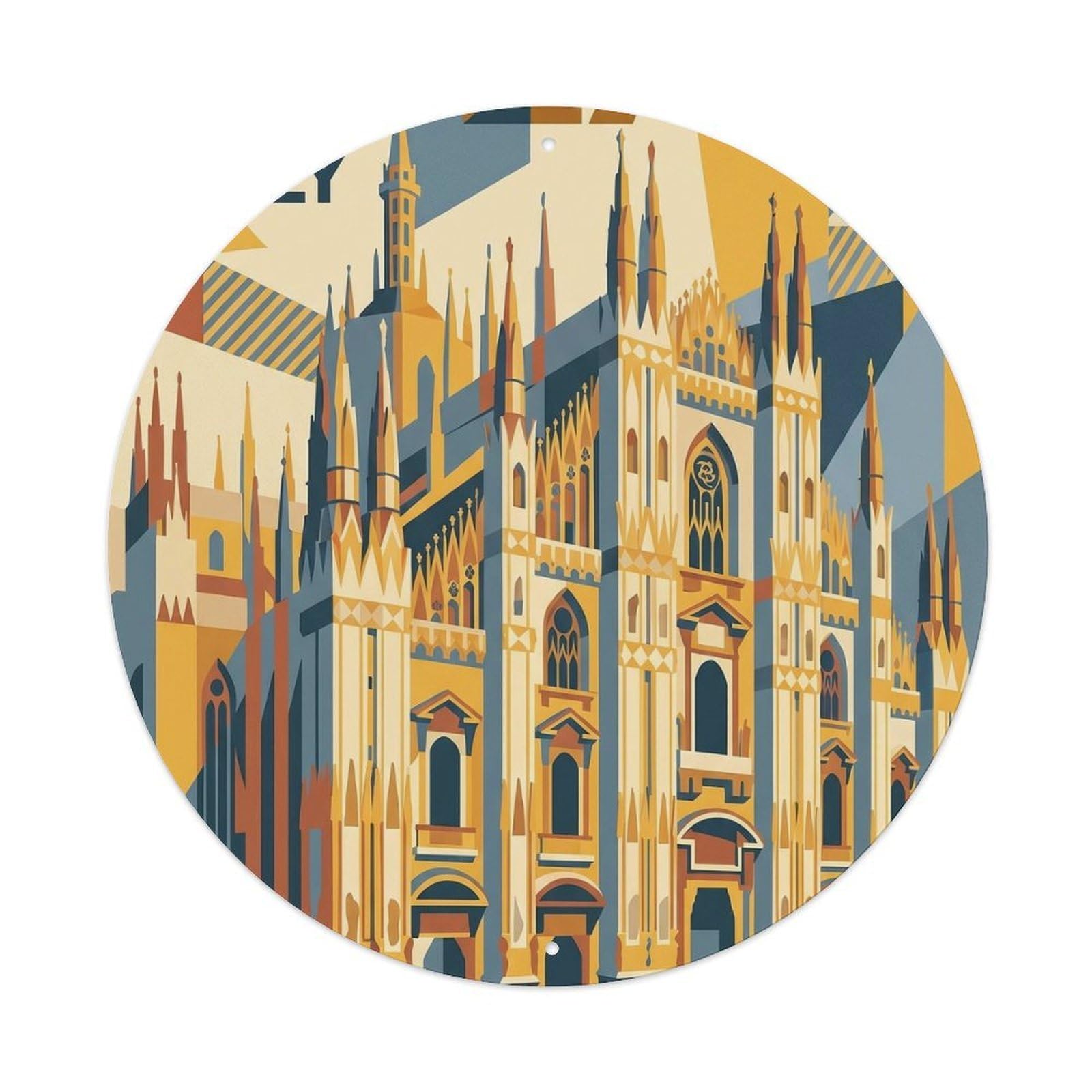 Vintage Travel Milan Italy Cubism Metal Tin Sign