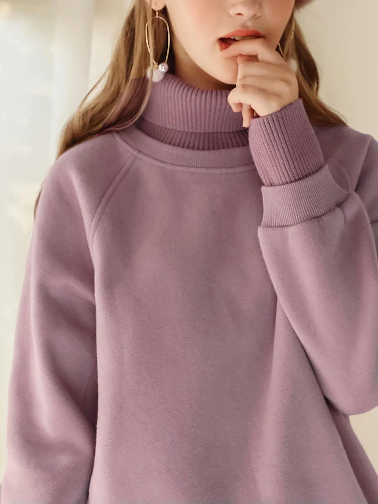Bluza z kapturem damskie wąskie długie rękawy patchworkowe bluzy z golfem ciepłe topy