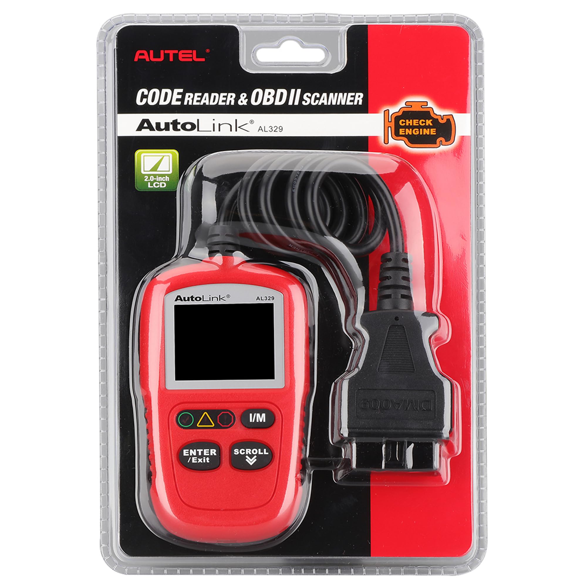 Autel Outils de Diagnostic Auto OBDII Lecteur de Code avec Menu en Français Lecture et Effacement des Codes d'Erreur Scanner OBD2 pour Voitures à Essence et à Diesel (Autolink AL319) (AL329)