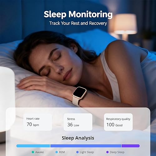 Miniatura 4 de Reloj inteligente rastreador de actividad para mujeres y hombres, HD de 1.83 pulgadas con llamadas Bluetooth, monitor SpO2 de sueño de frecuencia