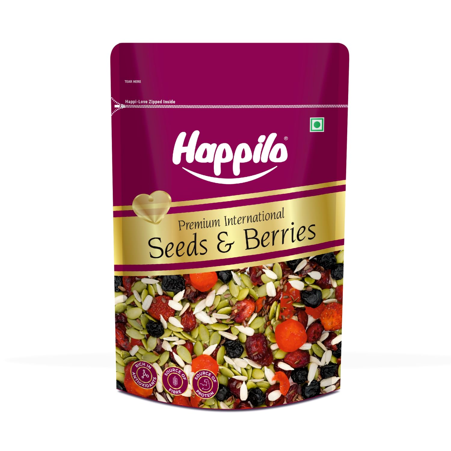 Happilo Premium International Seeds & Berries Mix 200G Pack, Contains Healthy Seeds & Dried Berries, Low In Calories, High In Nutrients, Morning Snack 200 G (Pack Of 1)