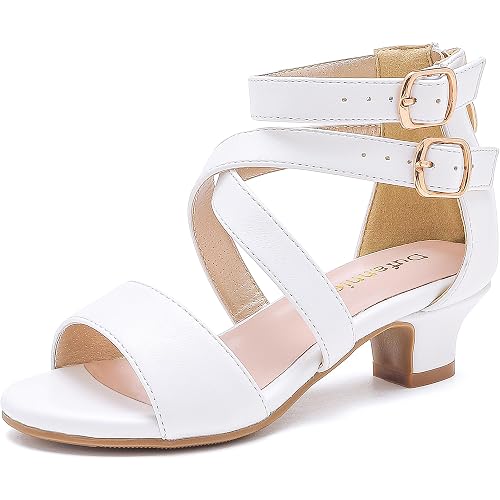Dufannie Toddler Little Big Kid High Heels Flower Girls Party Dress Shoes Glitter Pump Sandals