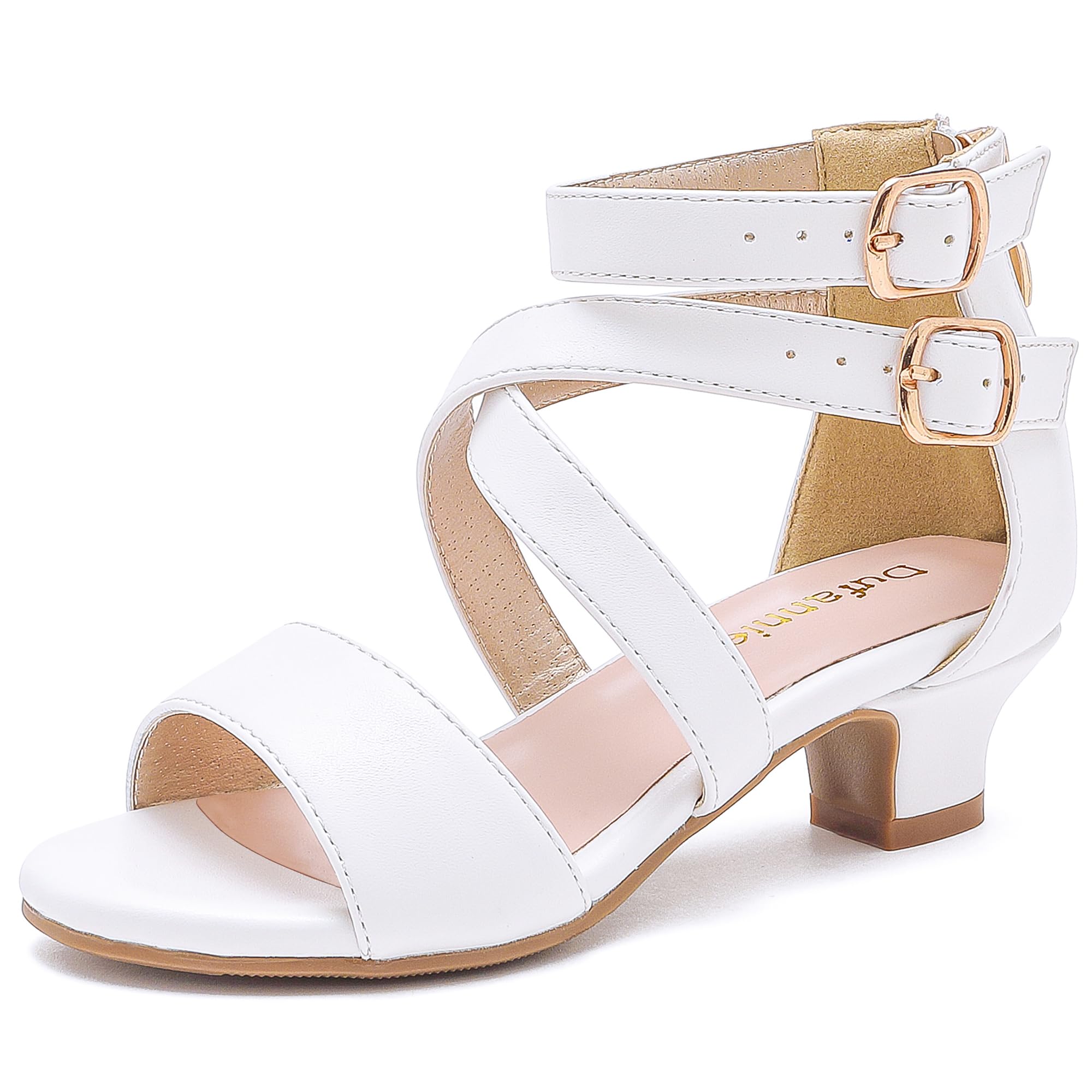Dufannie Kids High Heels White Dress Sandals For Girls Heels First  Communion Easter Shoes For Kids Dress Shoes Size Fancy Big Girl Pumps  Wedding