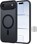NIMASO pour iPhone 16 Pro Max Cas, compatible avec MagSafe,Protection militaire antichoc, boîtier de téléphone magnétique anti-rayure mince pour iPhone 16 Pro Max (6.9 ench),Translucide noir MagSafe