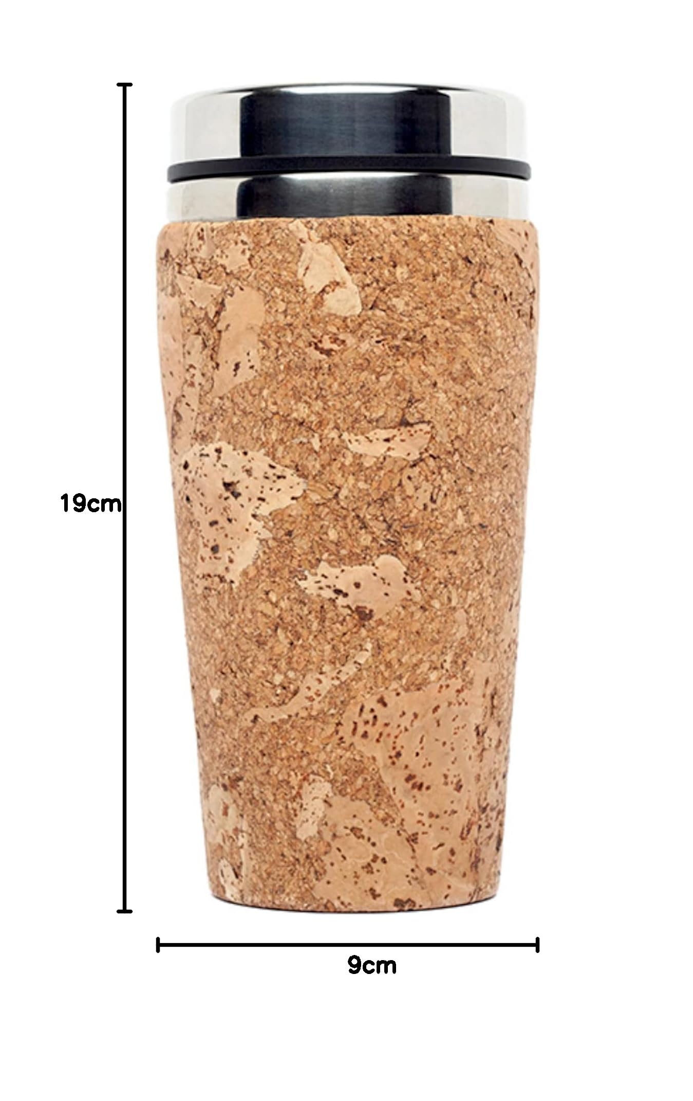 To Go Becher aus Edelstahl mit Kork-Mantel | Thermo-Becher für Coffee to go | 450ml | Kaffee zum Mitnehmen