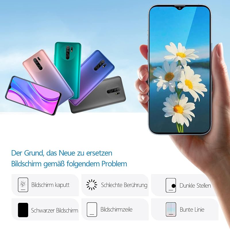 RongZy LCD Kijelző és Érintőképernyő Xiaomi Redmi 9 M2004J19G M2004J19C Telefonhoz - Fekete Csereképernyő Szerelő Eszközökkel