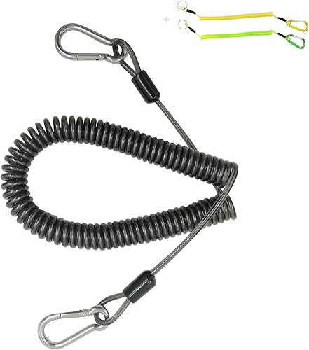Miniatura 5 de Cordón retráctil de 10 pies a 150 libras de acero inoxidable en el interior de cuerda de seguridad de pesca resistente, cuerda de extensión para