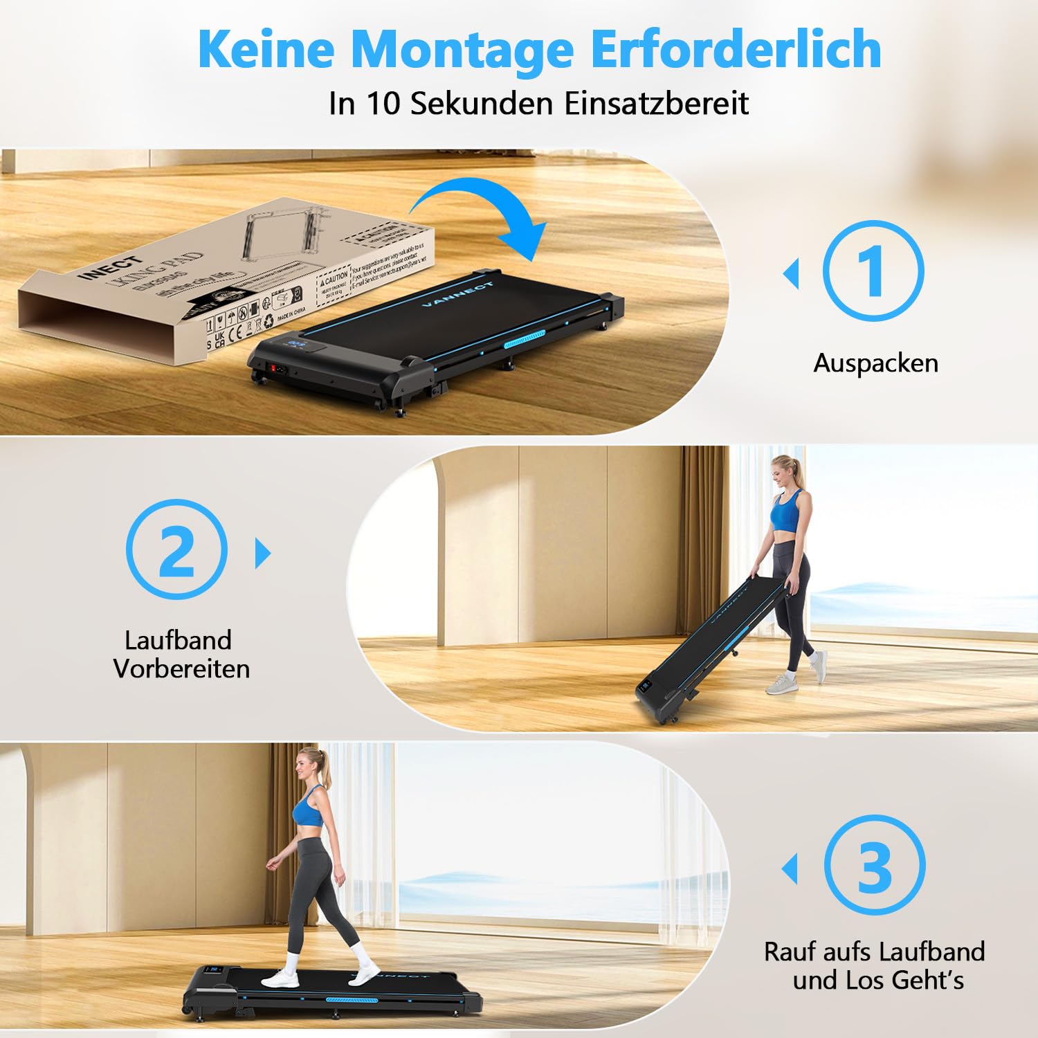 Walking Pad, 4 in 1 Laufband für Zuhause mit 9% Steigung, 1-10 km/h Walking Machine mit LED-Anzeige, Fernbedienung, 2,75HP Tragbares Laufband, Bis 150kg Belastbar, Keine Montage Erforderlich
