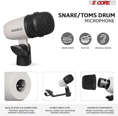 Miniatura 55 de 5 CORE Kit de micrófono de batería de 7 piezas All Metal Drummer Mics Tom/Snare & Cymbals Professional Wired Instrument Drums Set Microfonos Incluye