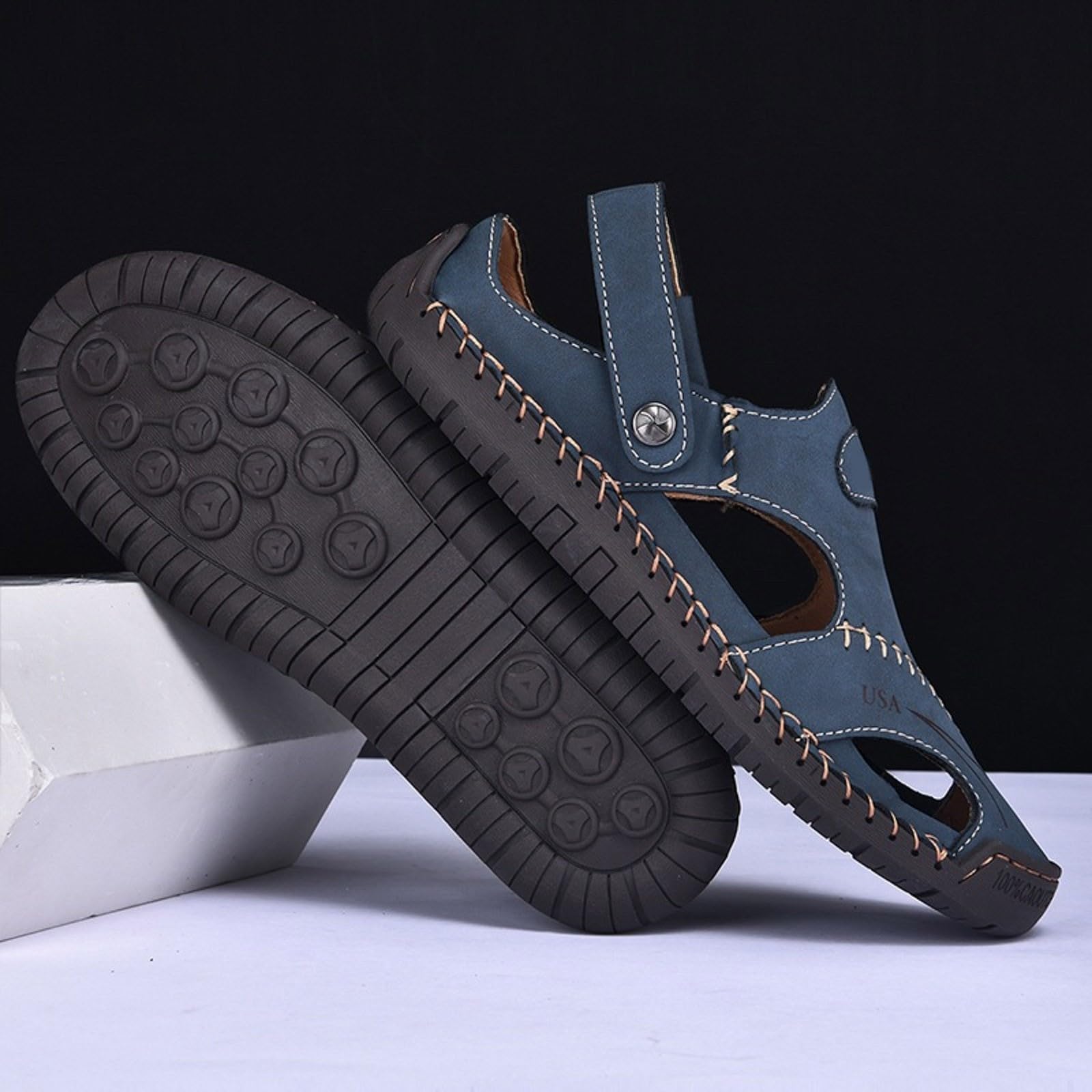 Sandalias Deportivas Hombre-Sandalias de mano transpirables con dos tiras, cómodas, informales, para la playa y el verano.