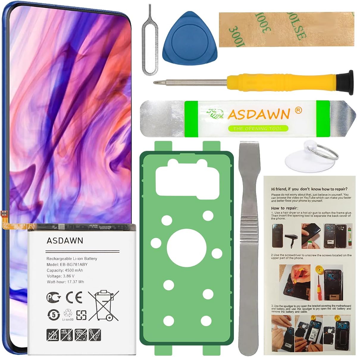 ASDAWN Galaxy S20 FE Battery Replacement, EB-BG781ABY Battery for Samsung Galaxy S20 FE 5G SM-G781 G781U/U1/A/T/P/V/R4/W/F with Repair Tool Parts + Installation Instruction