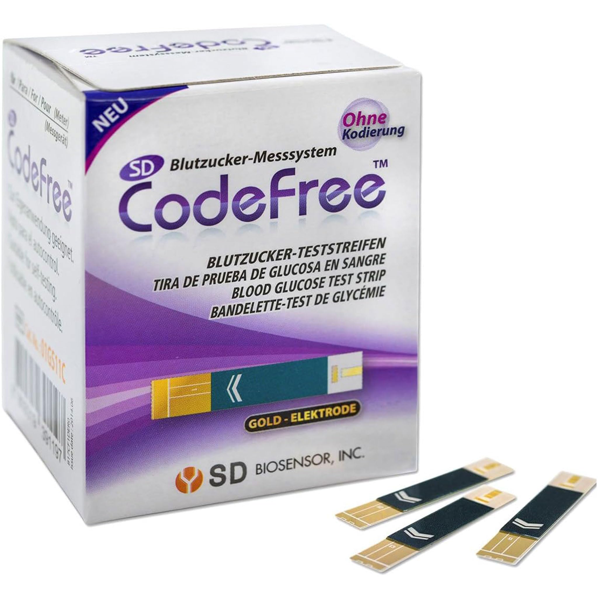 SD CodeFree Blutzuckerteststreifen 150 Stück, Teststreifen Blutzucker Sparpackung zur Diabetes-Messung (Zucker-Krankheit) zur Kontrolle - einfaches Testen - Tests ohne Blutzuckermessgerät