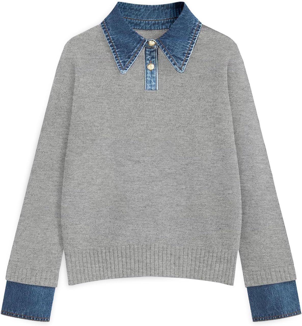 GUNEST Womens Oversized Sweater Cozy Chunky Long Sleeve Mock Turtleneck V Neck Button Down Denim Polo Pullover Tunic Sweaters