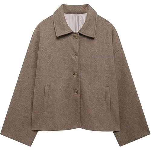 Jacket for Women Button Down Casual Loose Fit Coat Long Sleeve Short Outerwear Fall Winter Fashion Tops
