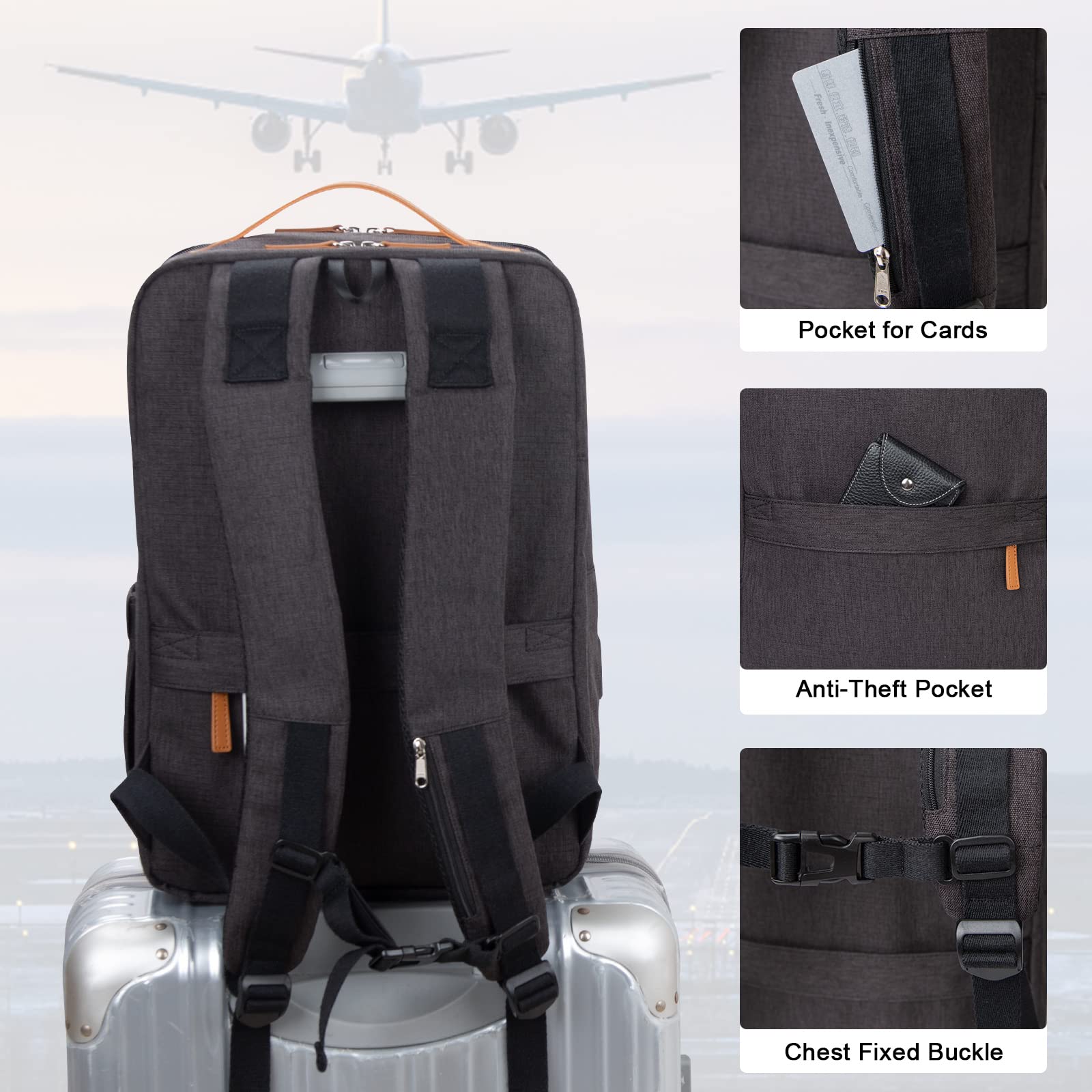 Hp hope Zaino da lavoro per uomo, zaino impermeabile da donna per zaino da scuola per laptop da 15,6 inch con porta di ricarica USB, zainetto antifurto da 22 litri per viaggi di lavoro, escursioni