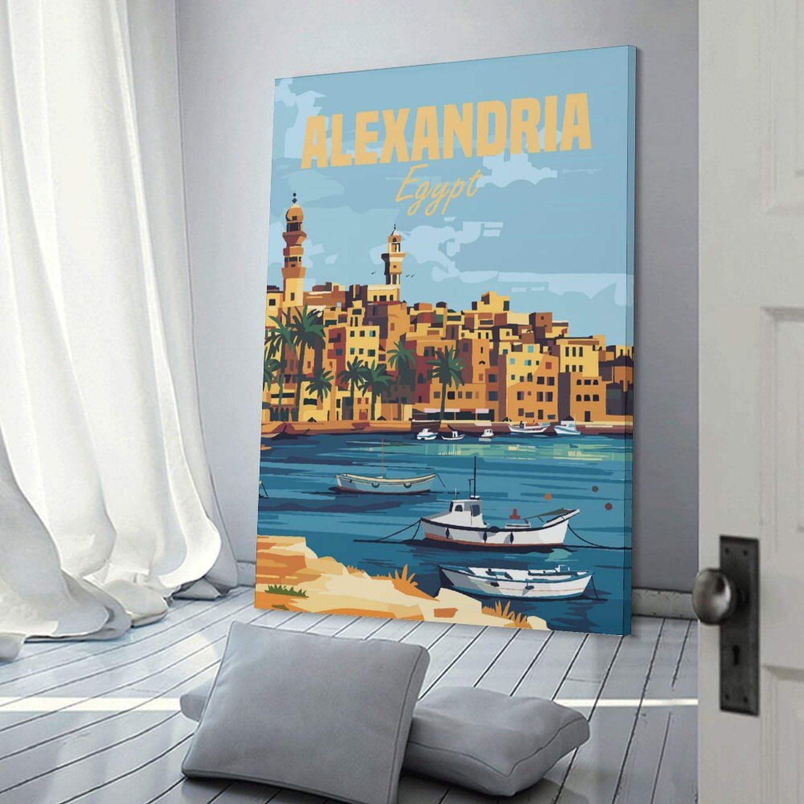 Junmoney Alexandria Egypt Canvas Wall Decor 20x30inch(50x75cm), for Entrance Walls, Hall Decor Or Foyers, Wall Decor to Refresh Empty Corners