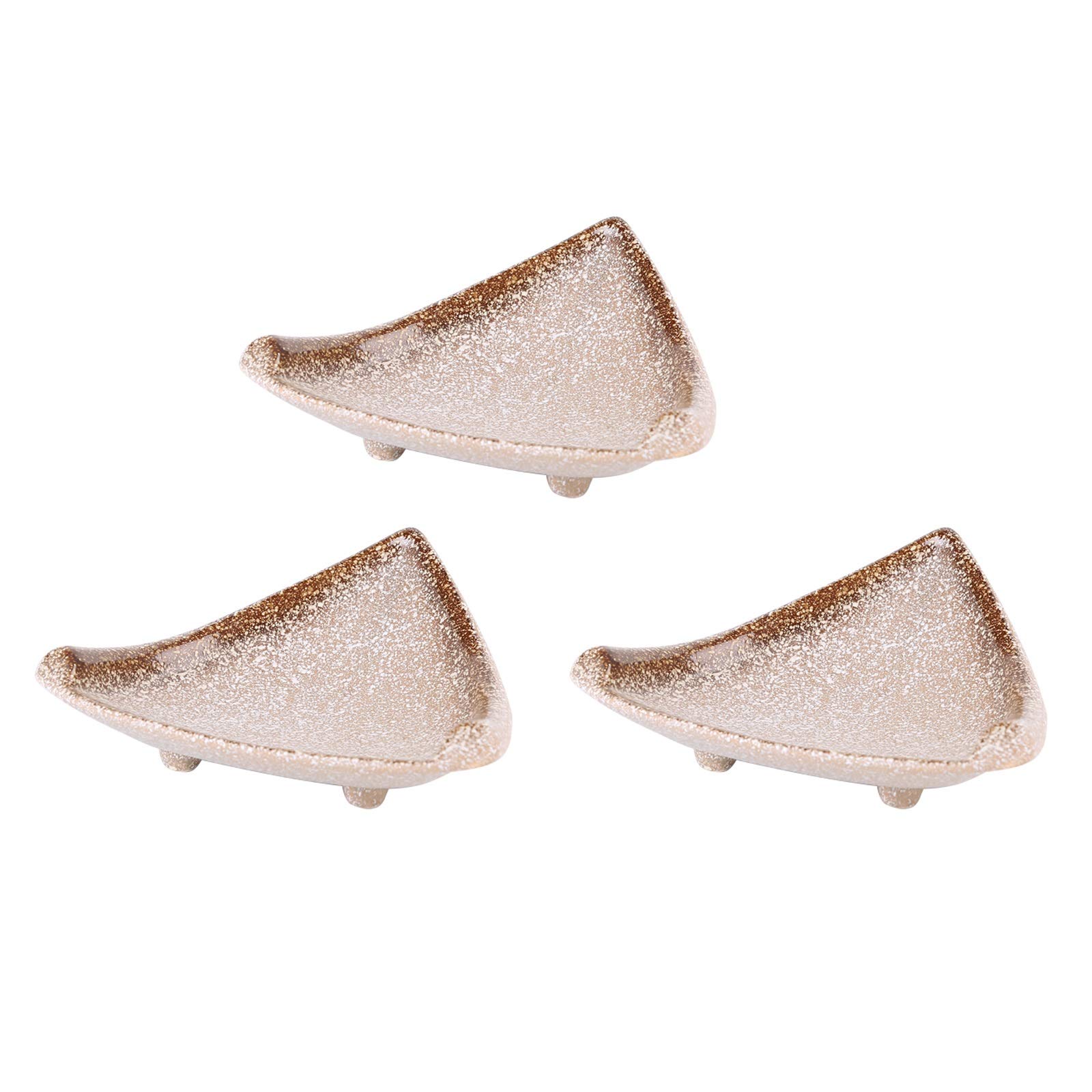 Dipschälchen Keramisches Dreieck-Sauce-Teller Japanischer Stil-Sauce-Teller - Dip-Schalen-Set von 3 Gut für Ketchup, Sojasauce, Sushi und andere Party-Abendessen Saucen Schalen ( Color : Brown )