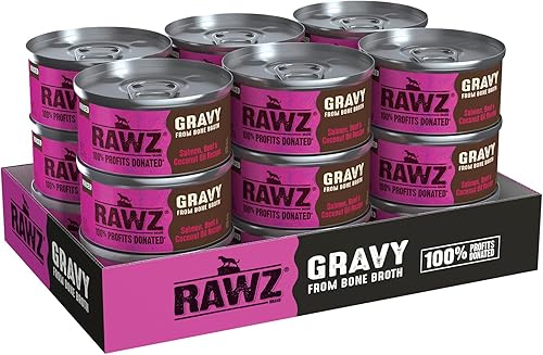 Rawz Natural Premium - Alimento enlatado picado para gatos en salsa de caldo de huesos, hecho con ingredientes reales de carne sin BPA y encías,